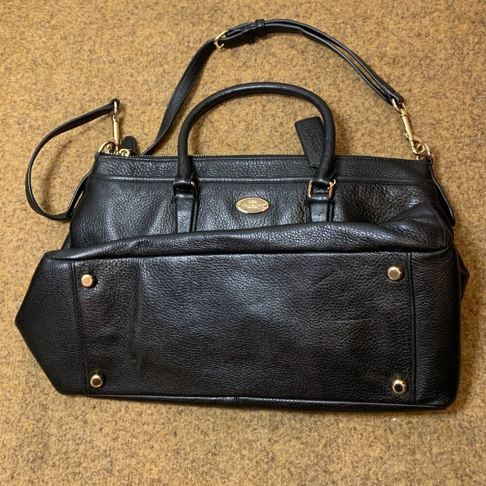 Coach Morgan Black Pebbled Leather Top Handle Satchel Bag Purse Retail $498.00 - Picture 12 of 12